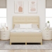 Cama Box Spring  con colchón y LED Crema 160x200 cm Tela