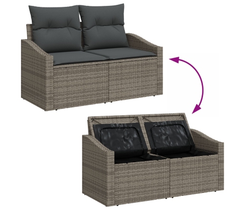 Set de Sofás de Jardín de 5 Piezas con Cojines Gris Poliratán