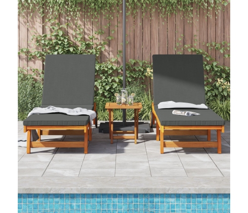 Sillas de Playa  2 pcs con Ruedas y Cojín de Madera de Acacia