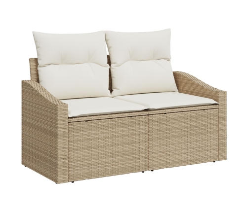 Juego de Comedor de Jardín de 7 Piezas con Cojines de Ratán Poliéster Beige y Acacia