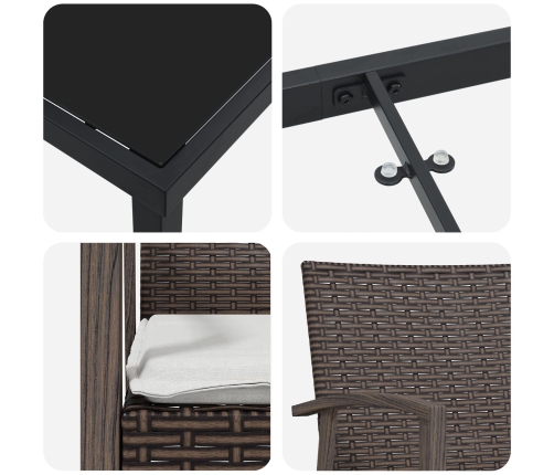Set de 4 Marrón Poliratán, Acero, Poliéster, Espuma Estándar