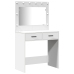 Conjunto de mesa de tocador de 2 piezas  con LED de madera blanca
