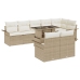 Conjunto de Sofá de Jardín de 9 Piezas con Cojines Beige de Rattan