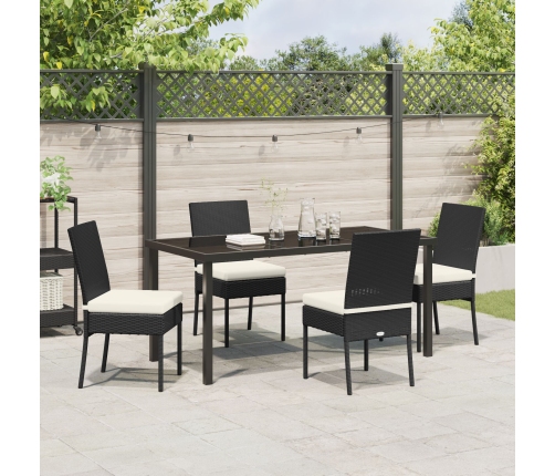Conjunto de Comedor de Jardín de 5 Piezas Negro Poliratán