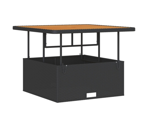 Conjunto de Comedor de Jardín de 3 Piezas con Cojines Negros de Poliratán y Acacia