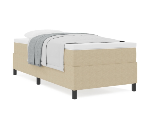 Cama con Box Spring  con Colchón Verde Claro Gris 90x200 cm Tela de Corduroy