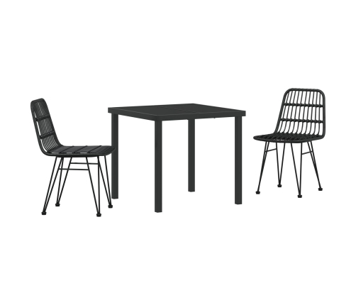 Conjunto de Comedor de Jardín de 3 Piezas  Ratán Poli Negro