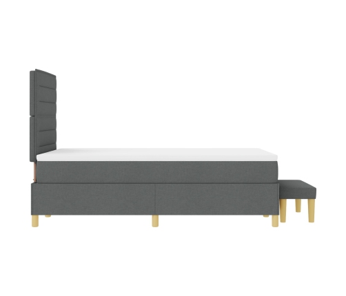 Cama con Box Spring y Banco Gris Oscuro 120x200 cm Tela