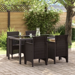 Sillas de jardín  4 pcs Marrón Ratanes