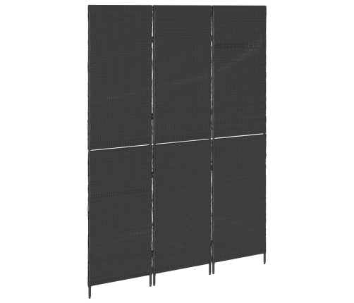 Biombo  de 3 paneles plegable negro 146x180 cm de poliratán