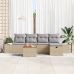 Juego de Sofá de Jardín  Conjunto de 6 Beige, Gris Ratán, Poliéster