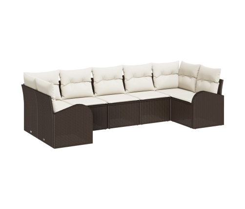 Conjunto de Sofá de Jardín  Set de 7 Beige Ratán Sofá de Jardín