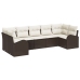 Conjunto de Sofá de Jardín  Set de 7 Beige Ratán Sofá de Jardín