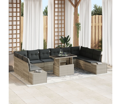 Conjunto de Sofá de Jardín  11 Piezas (Beige y Gris)