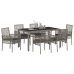 Conjunto de Comedor de Jardín de 7 Piezas con Cojines Gris de Poliratán