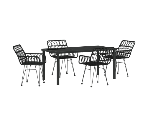 Conjunto de Comedor de Jardín de 5 Piezas  Negro Polirratán