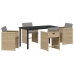 Conjunto de Comedor de Jardín  de 5 Piezas con Cojines Beige Poliratán