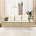 set de sofá de jardín de 3 piezas con cojines Beige Ratán Duradero