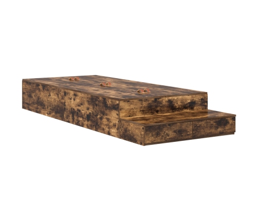 Estructura de Cama con Almacenamiento  Roble Ahumado Madera Elaborada