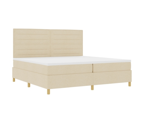 Cama con Somier y Colchón & LED Crema 200x200 cm Tela