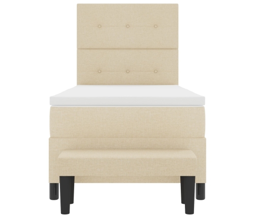 Cama Box Spring con Colchón y Banco Crema 100x200 cm Tela