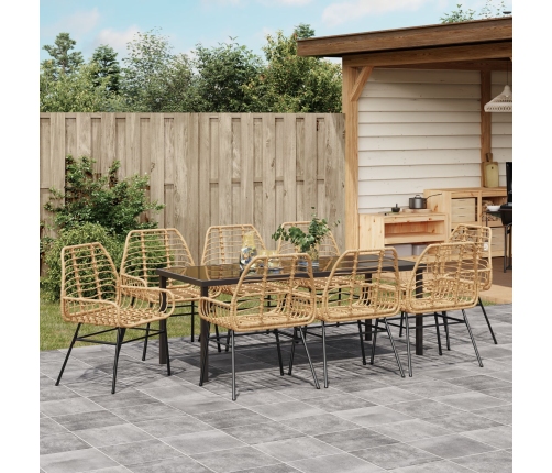 Conjunto de Comedor de Jardín  de 9 Piezas Marrón Poliratán