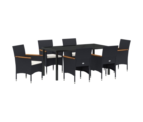 Juego de Comedor de Jardín de 7 Piezas Negro Poliratán