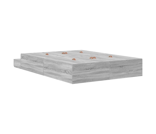 Cama de almacenamiento  Gris sonoma Madera elaborada 140 x 190 cm