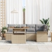 Conjunto de Comedor de Jardín de 6 Piezas con Cojines Beige Poliratán Acacia