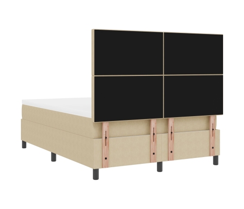 Cama con Box Spring  con Colchón Verde Claro Gris 140x200 cm Tela de Corduroy