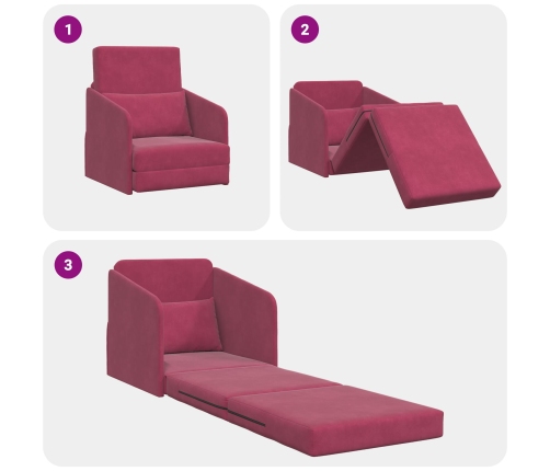 Sofá Cama de Piso  2-en-1 Burdeos 65x80x83 cm de Terciopelo