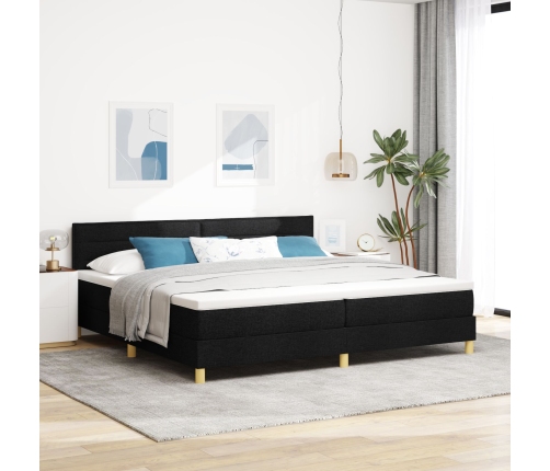 Cama con Base y Colchón Negra 200x200 cm Tela