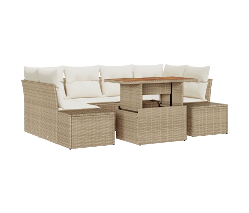 Conjunto de Sofá de Jardín  Set de 7 Beige Ratán