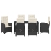 Set de comedor de jardín  7 piezas con cojines - Ratán negro