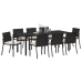 Conjunto de Comedor de Jardín de 9 Piezas  Negro Poliratán