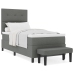 Cama Box Spring con Colchón y Banco Gris Oscuro 90x200 cm Tela