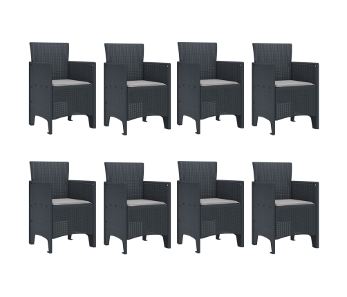 Juego de Comedor de Jardín de 9 Piezas con Cojines Anthracite Poly Rattan