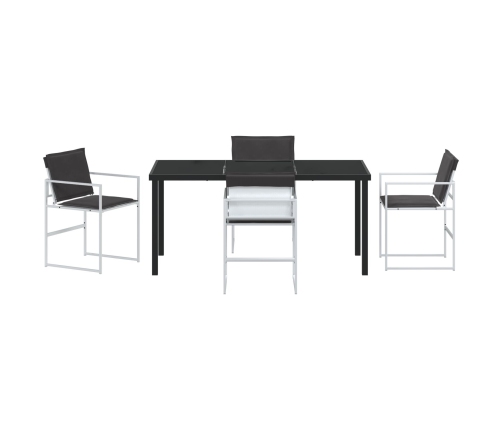 Juego de Comedor de Jardín de 5 Piezas con Cojines Blanco Textileno y Acero