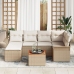 Set de 7 Piezas de Sofá de Jardín con Cojines Beige de Ratán Sintético y Acacia
