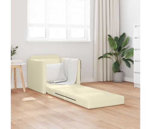 Sofá cama 2 en 1 crema 74x77x81 cm cuero sintético