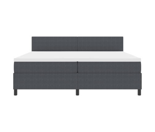 Cama Box Spring  con Colchón Gris Oscuro 200x200 cm Tela de Corduroy