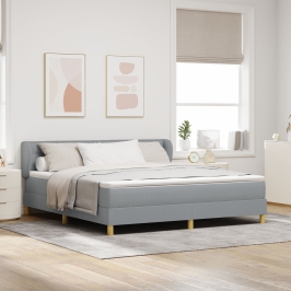 Cama box spring  con colchón gris claro 180x200 cm de tela