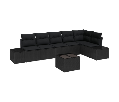 Conjunto de Sofás de Jardín de 7 Piezas con Cojines Beige Poliratán