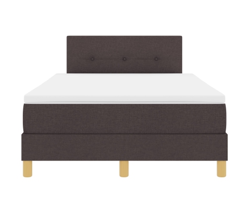 Cama con somier  con colchón y LED marrón oscuro 120x200 cm tela