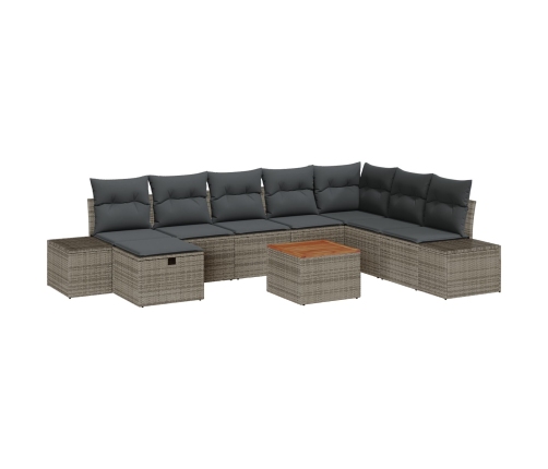 Juego de Sofá de Jardín  Conjunto de 9 Gris, Negro