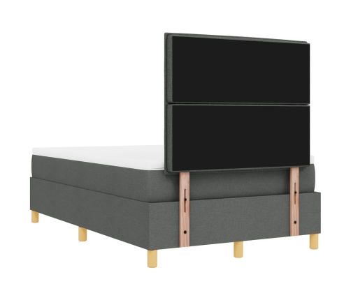 Cama con Box Spring y Banco Gris Oscuro 120x200 cm Tela