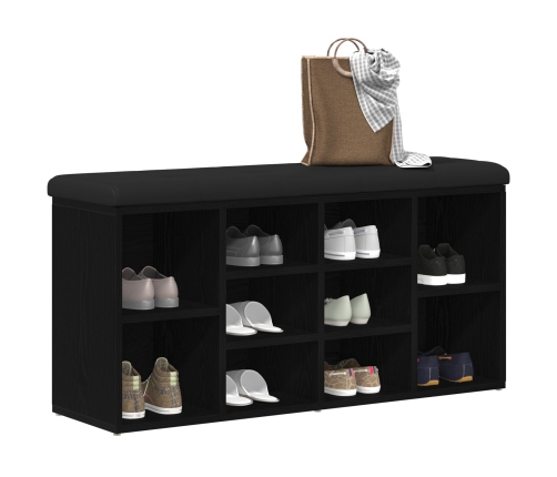 Banco de Almacenamiento  Negro de Roble 100x30x48 cm de Madera Elaborada