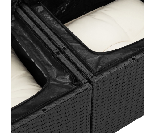 Conjunto de Sofá de Jardín  Juego de 7 Negro y Blanco