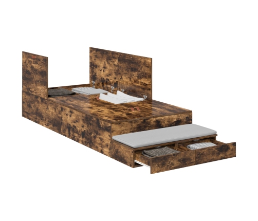 Estructura de Cama de Almacenamiento  Roble Ahumado Madera Engineered