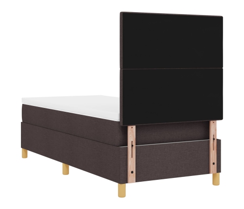 Cama con Somier  con Colchón Marrón Oscuro 100x200 cm Tela